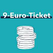 9-Euro-Ticket und gezeichneter Münzstapel